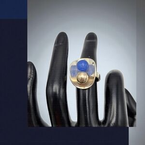 Vintage MCM Poul Warmind Denmark Sterling Silver Chalcedony Ring Rare Modernist